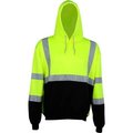Gss Safety GSS Safety 7001 Class 3 Pullover Fleece Sweatshirt with Black Bottom, Lime, Large 7001-LG
